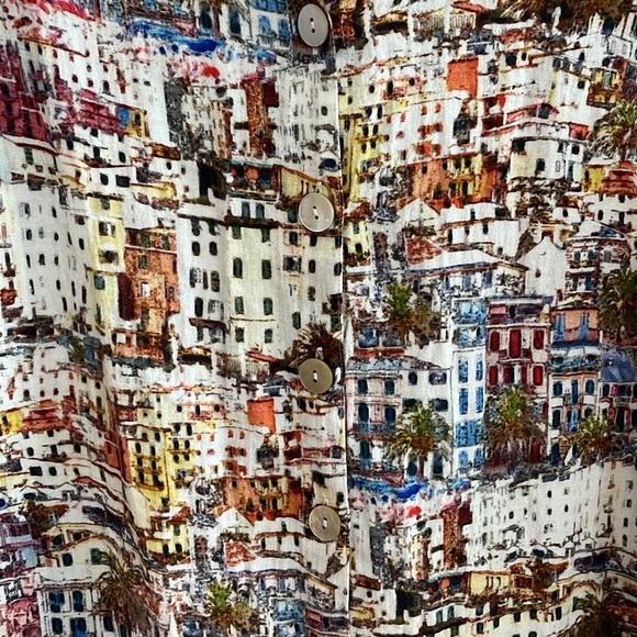 John Mark Multicolor Travel-Inspired Tunic Top | Wire Collar | Size Medium - Picture 5 of 8